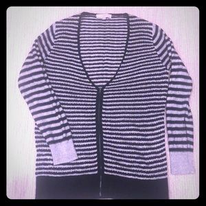 Ann Taylor Loft Zipper Black and Silver Cardigan